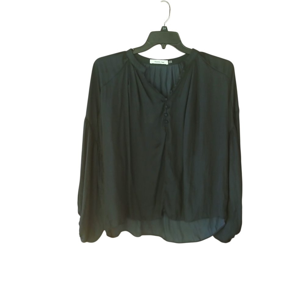 Mustard Seed Black Oversized Balloon Sleeve Polyester Blouse Size Small